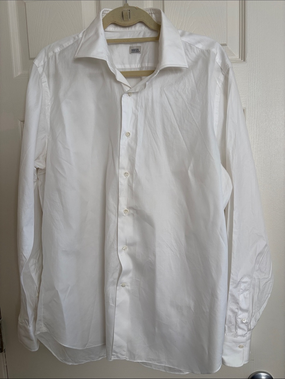 Alessandro Gherardi Italian Luxury Men's White Dress Shirt Classic Long-Sleeve